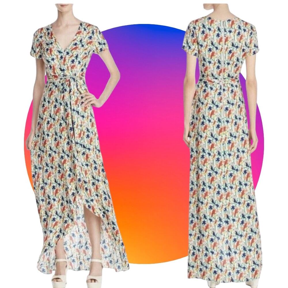 Alice + Olivia Adrianna Bird Party Cream Multicolor Dress 12 NEW